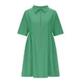 thumbnail image 4 of CHGBMOK Summer Dresses for Women 2025 Fashion Zipper V-Neck Summer Solid Short Sleeve Mini Dress Sizes S-3XL, 4 of 6