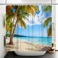 thumbnail image 3 of SUNOLIFE Sea Beach Shower Curtain Summer Hawaii Ocean Seaside Fabric Bathroom Curtain with Hooks,72x78 in, 3 of 4