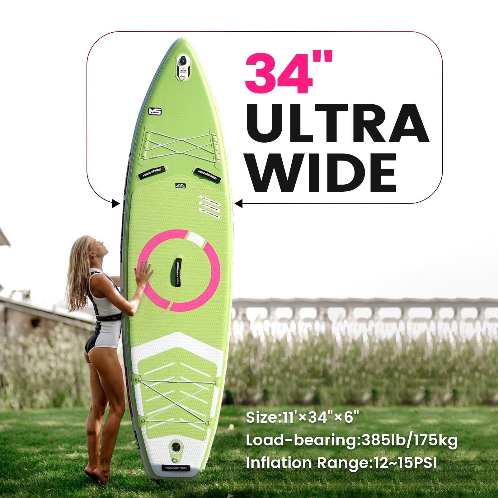 11FT Paddle Board for Adult & Teen, Seizeen Inflatable Paddle Board Non-slip Stand Up Board Set with Accessories, Paddle Pump Backpack Fin Leash Repair Kit, 6'' Extra Thick Up to 380LBS