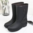 thumbnail image 3 of Oyedens Mid Calf Rain Boots for Women Fashion Rubber Tall Rainboots Outdoor Work Garden Farming Shoes, 3 of 6