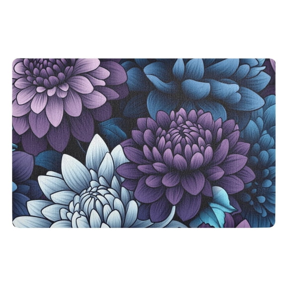 Blue and Purple Flowers Floor Door Mat Outdoor Indoor for Home Entrance Welcome Mats 32"x20"