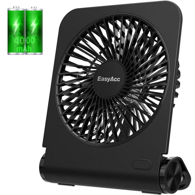 Ventilador de escritorio EasyAcc Small Travel de 4000 mAh, recargable con inclinación de 180°
