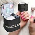 thumbnail image 4 of Travel Double Layer Nail Polish Storage Bag Handbag Removable Detachable 30 Grid Black, 4 of 8
