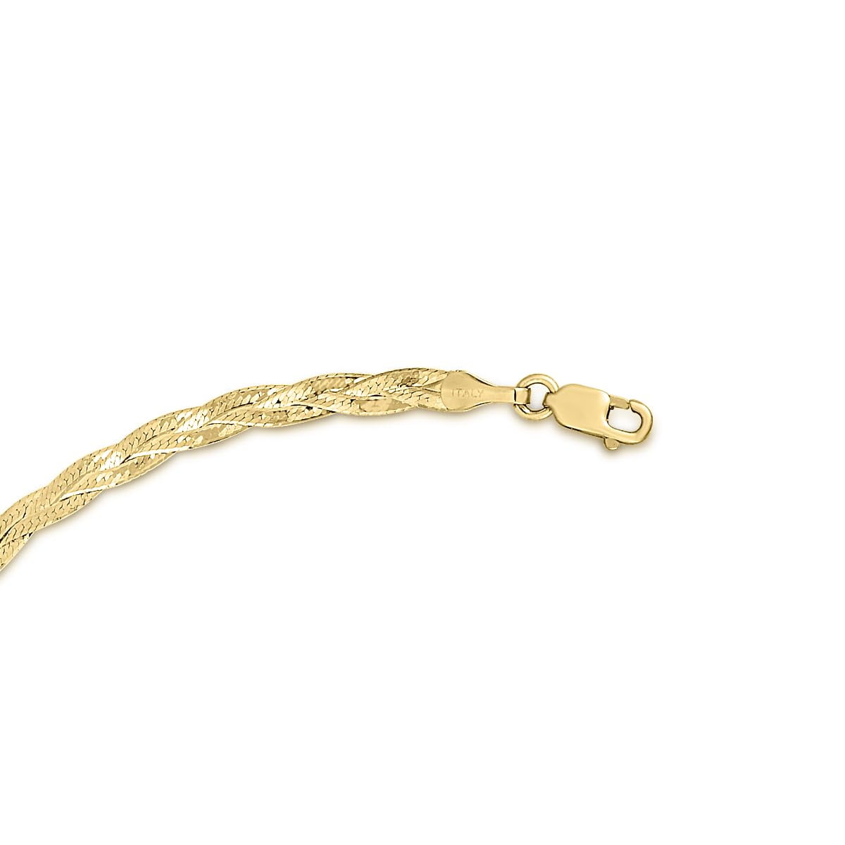 Floreo 14k Yellow Gold 3.2mm Solid Braided Herringbone Necklace
