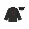 thumbnail image 3 of Aislor Men Classic Kitchen Coat with Hat Long Sleeve Double Button Chef Shirt Canteen Bakery Uniform Black 4XL, 3 of 7