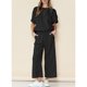 thumbnail image 2 of Women'S 2 Piece Outfits Sweatsuits Short Sleeve Sweatshirt Suits for Women Black S, 2 of 4