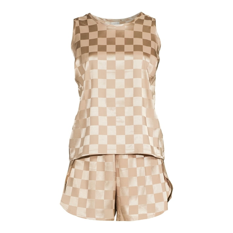 Lissome Women's Checkered Tank Top and Shorts Sleep Set