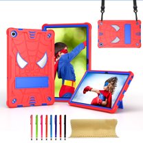 TECH CIRCLE Cute Spider Case for Lenovo Tab M10 Plus (3rd Generation) 10.6" Tablet 2022 (Model TB-125F/128F) - Protective Shockproof Rugged Kids Case with Sturdy Stand / Shoulder Strap, Red Blue