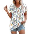 thumbnail image 4 of bnaln Womens Summer Tops Trendy Short Sleeve Tshirts Floral Boho Shirts V Neck T Shirts Elegant Flowy Tunic Tops Fashion Loose Fit Pullover Y2K Going Out Tops Holiday Tees, 4 of 4