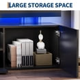 thumbnail image 4 of Meuble TV à DEL pour Télé de 75/80/85 Po, Grande Console Multimédia de 74 Po Moderne à Fini Très Lustré avec Prises de Courant, Lumières DEL RVB et Étagères de Rangement en Verre pour Salon, 4 of 7