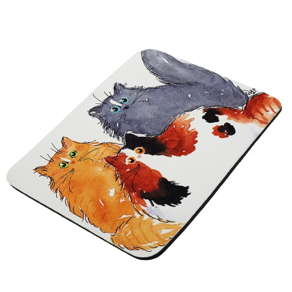 Three Maine Coon Kitties Abstract Cat Art by Denise Every - KuzmarK Mousepad / Hot Pad / Trivet