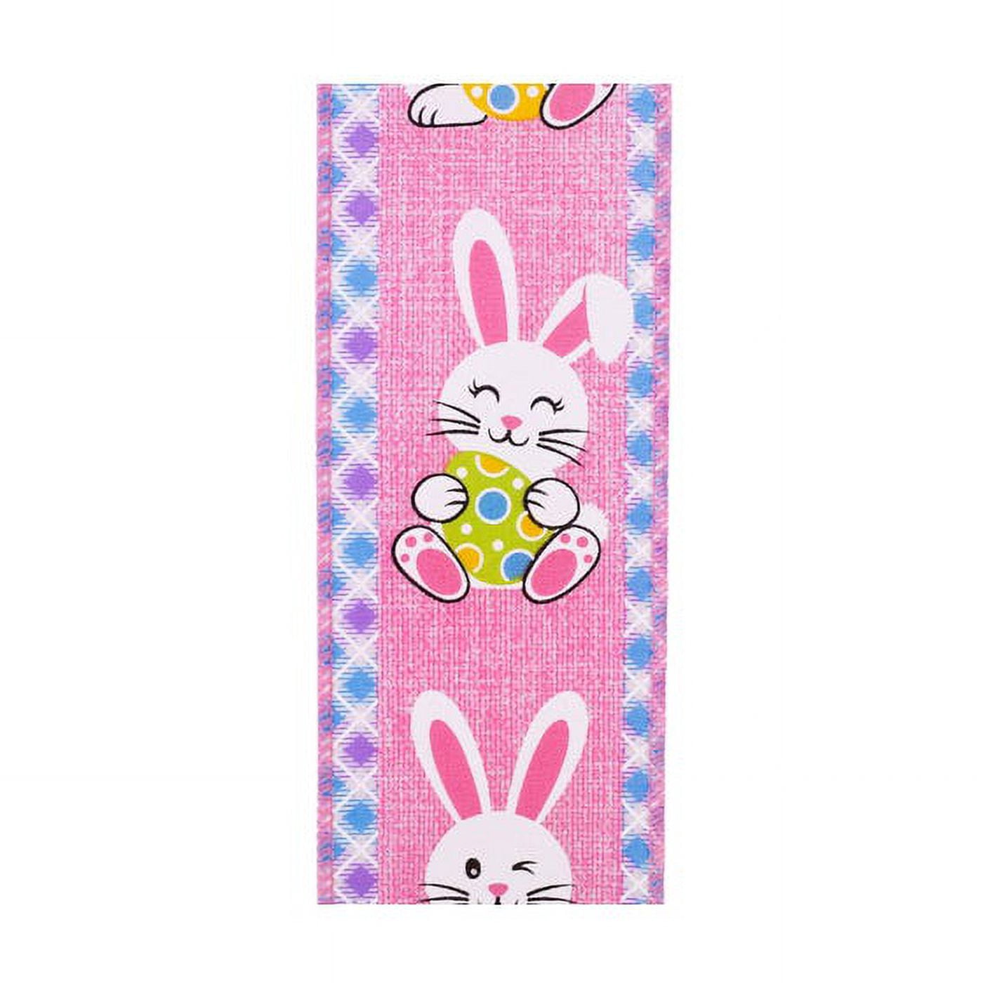 JAM Paper Easter Ribbon, Bunny & Egg, Pink, 2 1/2in x 10yd, 1 Pack