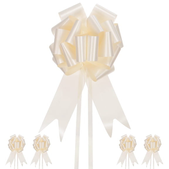 10pcs Large Pull Bow 10 Inch Flower Bows for Wedding Baskets, Cream