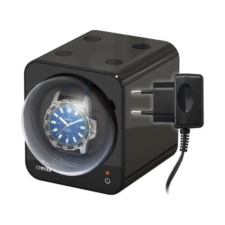 Boxy Fancy Brick black watch winder box for one watch combinable with adapter