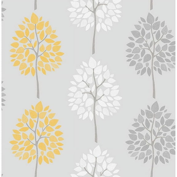 Fine Decor Alder Grey Tree Unpasted Paper Wallpaper, 20.5-in by 33-ft, 56.4 sq. ft.