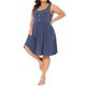 thumbnail image 4 of Vestido de verano para mujer de talla grande Agnes Orinda con botones, cuello redondo, sin mangas, vestido de estilo casual con bolsillo, 2X azul, 4 of 6