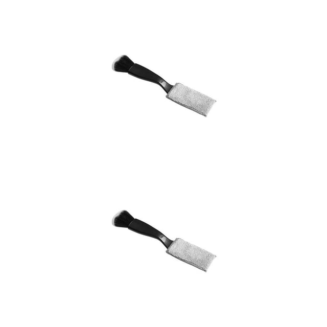 Sidaley Cepillo de limpieza de coche Botón de ventilación de aire Interior de doble extremo Panel de instrumentos de plumero de automóvil Negro 2piezas