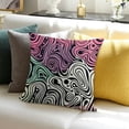thumbnail image 3 of BANET  Modern Throw Pillow Cushion Cover, Curved Swirled Shapes in Vibrant Colors Tangled and Entrancing Print, Decorative Square Accent Pillow Case 18x18in, 3 of 5