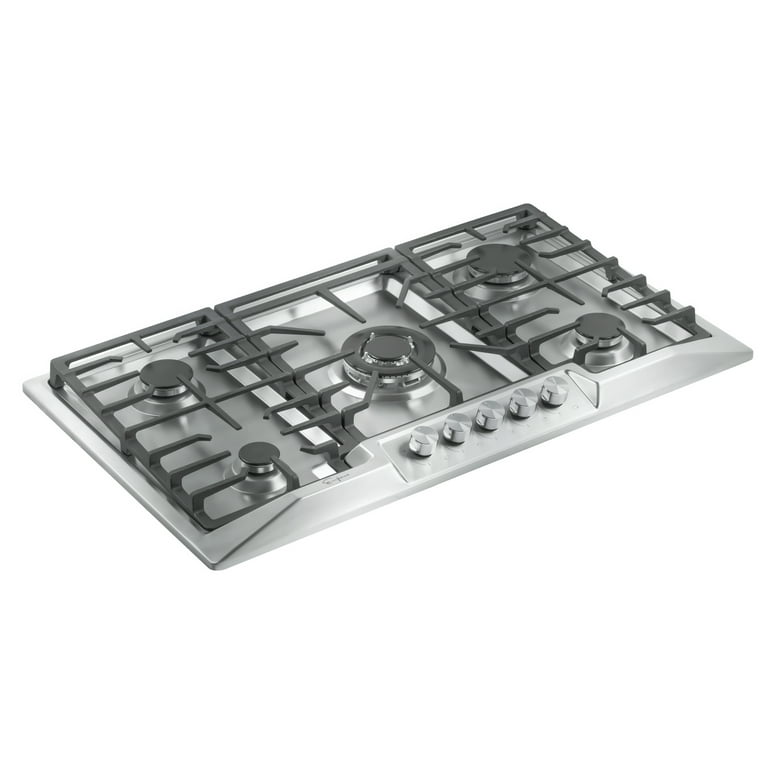 Galway 36 in. Gas Cooktop in Stainless Steel with 5 Burners including Power  Burners and Cast Iron Griddle