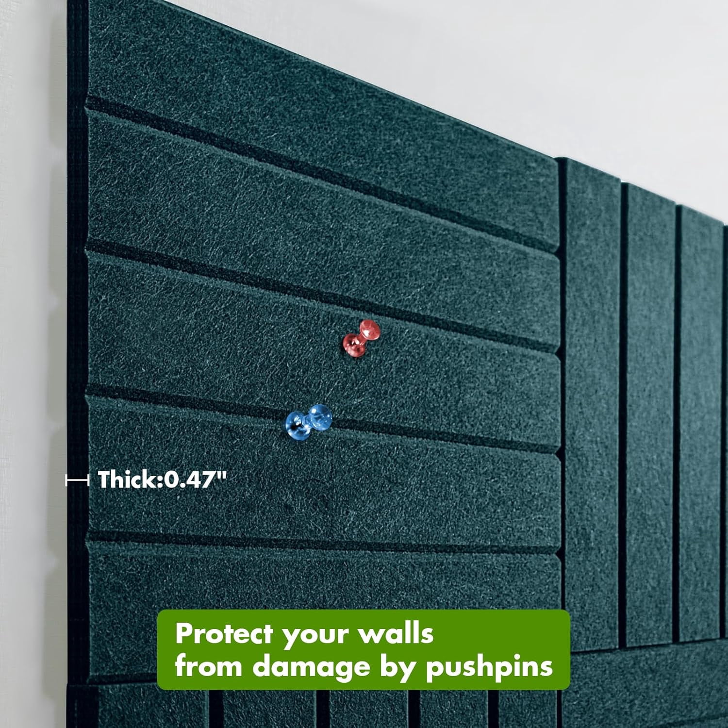 Large Cork Board for Office Decor, 48"x 36" - 1/2” Thick Felt Bulletin Board, 12 Pack Felt Board with Safe Removable Adhesive Tabs, Pin Board Cork Boards for Walls - Dark Blue