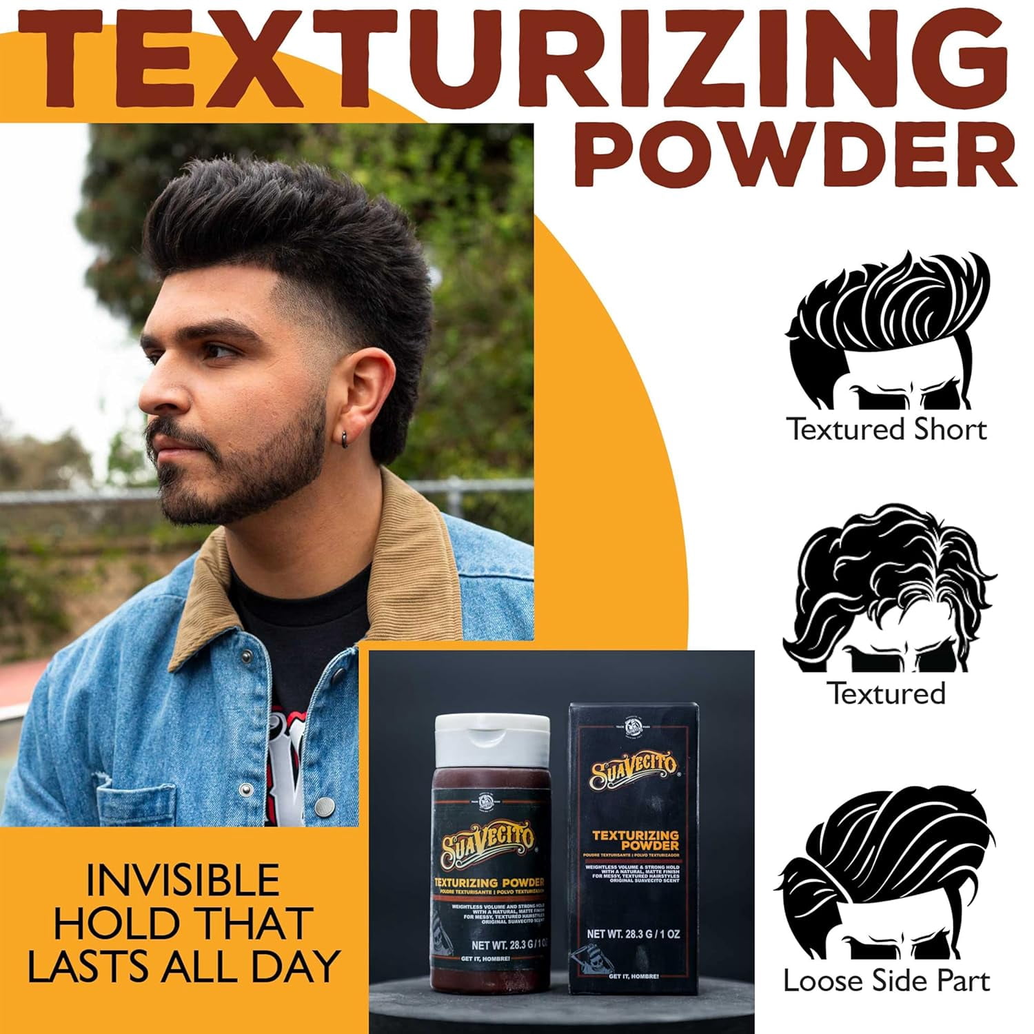 Suavecito Texturizing and Volumizing Hair Styling Powder with Shine Free Matte Finish and Strong Hold - No Mess, Oil Absorbing, Long Lasting - 1 oz