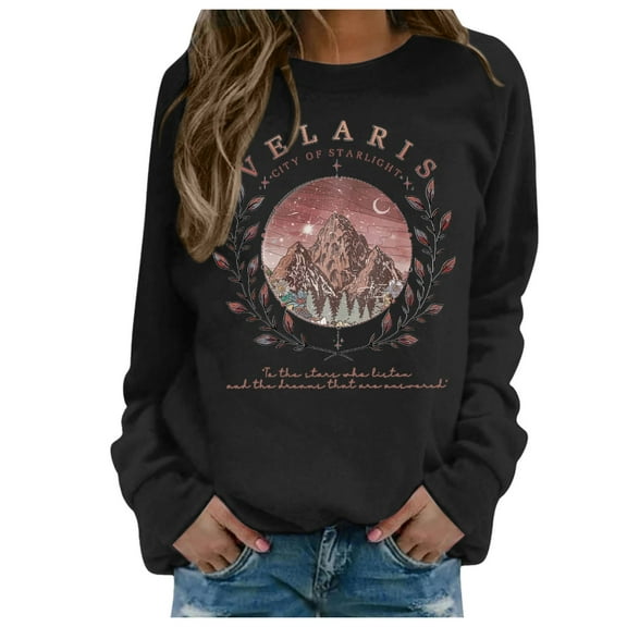 Oversized Sweatshirt for Women Graphic Printed Crew Neck Pullover Long Sleeve Fall Fashion 2025 Sweaters Winter Clothes