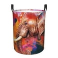 thumbnail image 6 of Picia Oil Paintings of Elephants Large Laundry Basket, Waterproof, Freestanding Laundry Hamper, Collapsible Tall Clothes Hamper with Extended Handles-Medium, 6 of 8