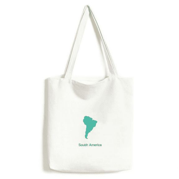 Green South America Illustration Map Tote Canvas Bag Shopping Satchel Casual Handbag