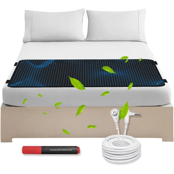 Grounding Mat for Bed,27*78 IN Grounding Mat Size with Grounding Tester Pen,Grounding Mattress Pad for Improved Sleep (27 * 78 in)