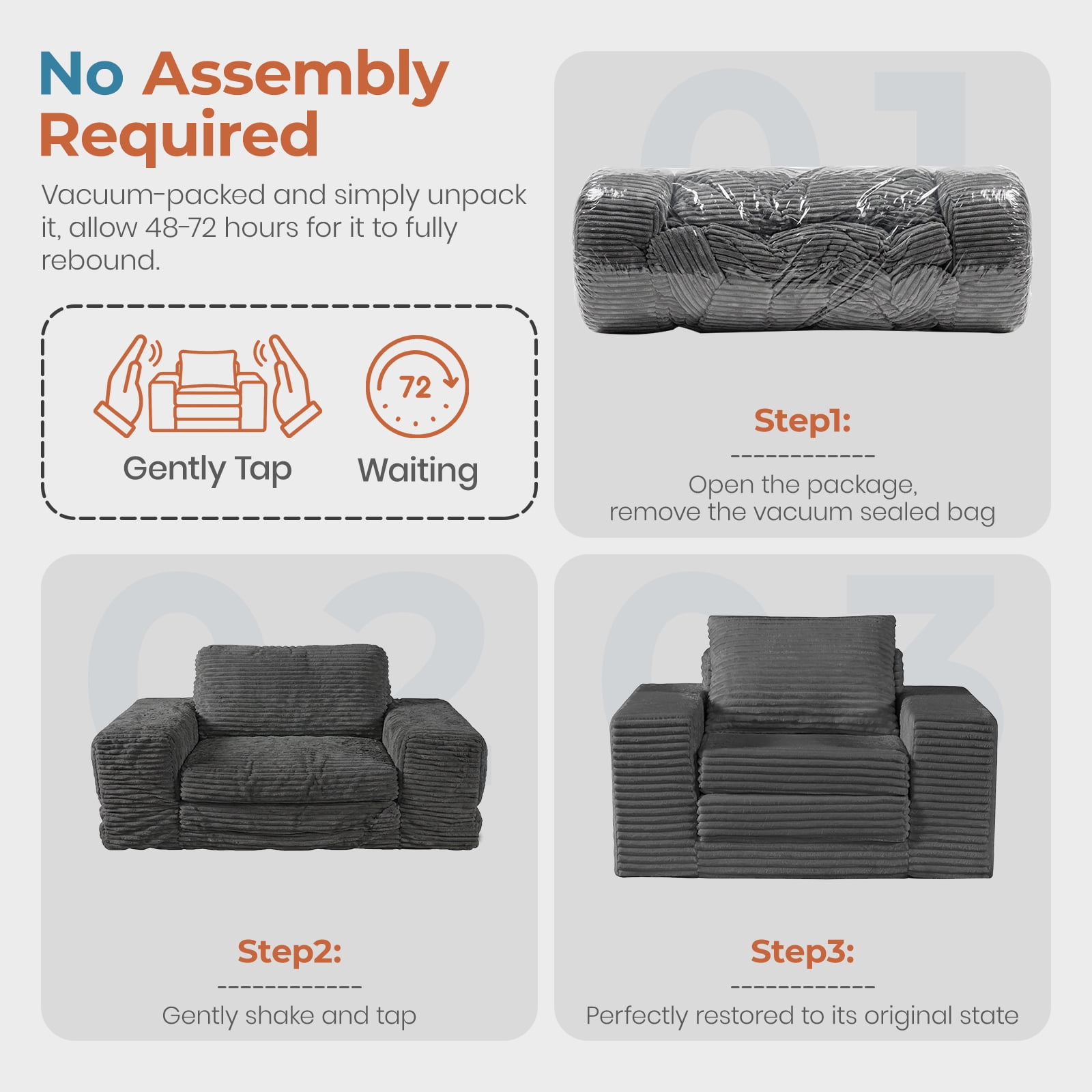 Single Pull Out Folding Sofa Bed with Memory Foam, Corduroy Convertible Sleeper Couch with Pillow, 75.6" Sleeping Surface Space Saving Sofa for Apartment Dorm Guest Room