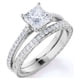 thumbnail image 4 of JeenMata Anillo de Compromiso Antiguo Sencillo con Banda Pavé de Moissanita de Corte Princesa de 1,75 Uds Oro Blanco de 18 K sobre Plata, 4 of 6