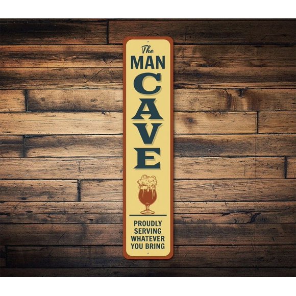 The Mancave Sign Man Cave Bar Retro Bar Sign Beer Lover Decor Beer Lover Sign Sign For Beer Beer Bar Sign Beer Decor Bar Sign Size: 4 x 16 Inch