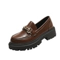 thumbnail image 4 of IEMIEMIEM Women's Chunky Platform Loafers Fashion Metal Chain Comfortable Slip On Round Toe Non Slip Block Heel Penny Loafers for Casual Daily Business Dressy Brown 5.5 Wide, 4 of 7