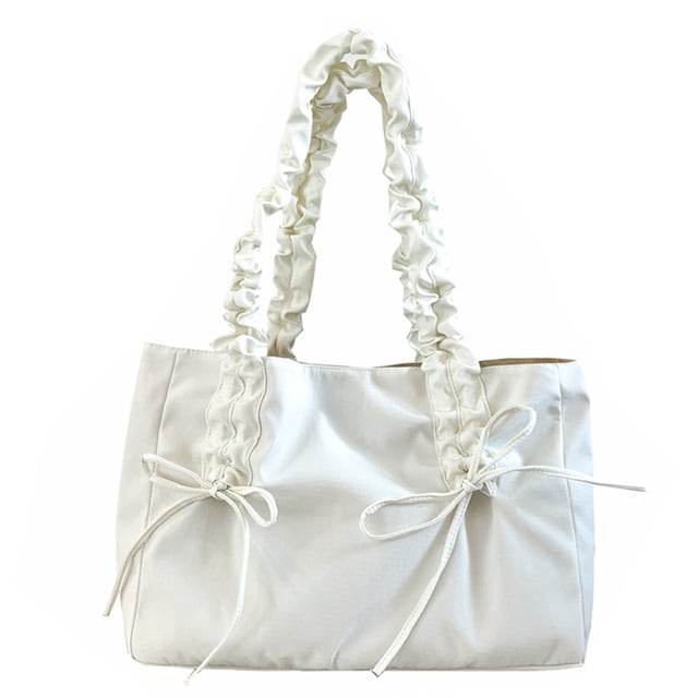Bolso Bandolera Elegante Hugtrwg para Mujer Gran Capacidad Con Lazo Correa Plisada Color Sólido