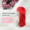 thumbnail image 4 of Velour Headwraps Assorted Colors Long Tail Pirate Hat Windproof Service Multipurpose Single Layer Attractive Elasticity Comfortable Hair Bonnet Red, 4 of 4
