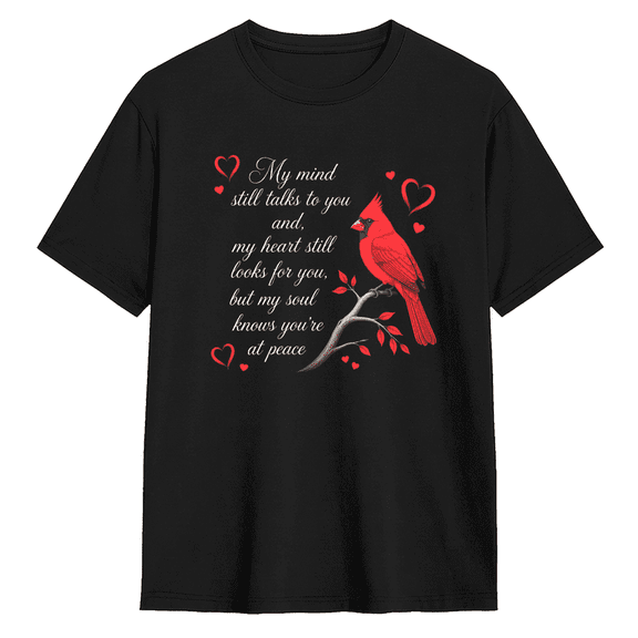 My Mind Still Talks To You Cardinal Vintage Graphic Tee for Men and Women, Witty Gift Cotton Short Sleeves T-Shirt