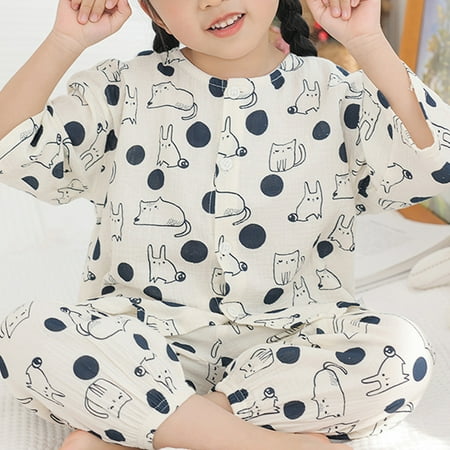 

Aboser Toddler Girls Kids Button Up Pajamas Set Spring Summer Long Sleeve Pjs Sets Cotton 2 Piece Outfits Cute Clothes for Girls 1-8 Years