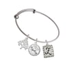 thumbnail image 2 of Delight Jewelry Silvertone Pebble Border Initial - Z Silvertone Let Things Go Tree Charm Bangle Bracelet, 2 of 4