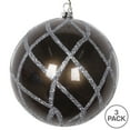 thumbnail image 3 of Vickerman 4" Pewter Candy Glitter Net Ball Ornament, 3 per Bag, 3 of 3