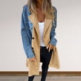 thumbnail image 4 of BAETEUY Women Spring Fall Coat - Denim Jacket Overcoat Patchwork Double-breasted Mid Length Coat, 4 of 8