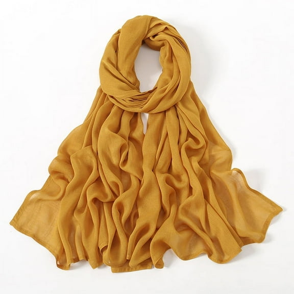 ERDOUY Elegant Personalized Scarf, New Solid Color Wide Edge Cotton Headband Sunscreen Scarf Simple and Soft Versatile Scarf (Dark Yellow)