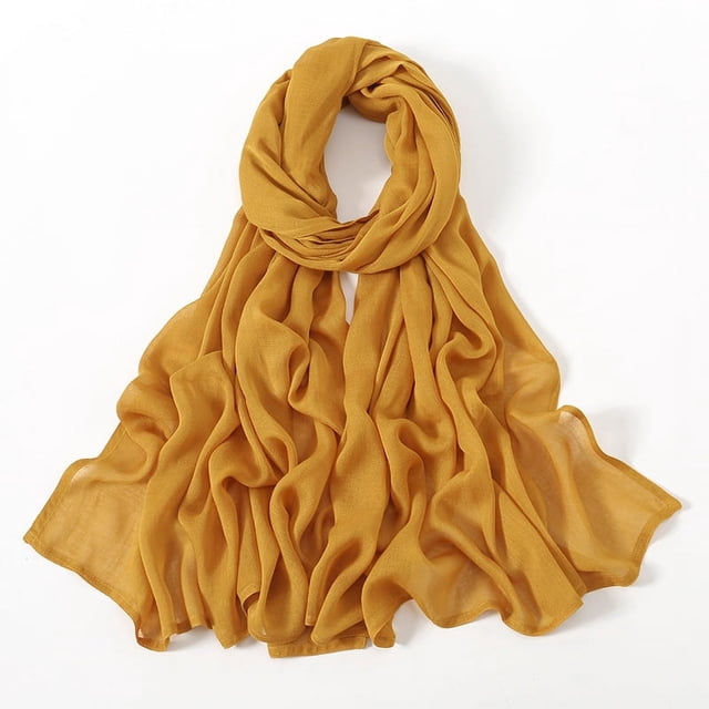 Nvzi Elegante bufanda personalizada, nueva bufanda de algodón con borde ancho de color sólido, bufanda protectora solar, bufanda simple y suave y versátil (amarillo oscuro)