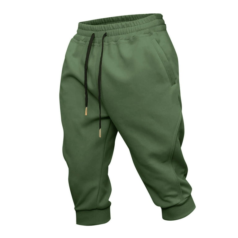 Xysaqa Men's 3/4 Jogger Capri Pants Mens Elastic Waist