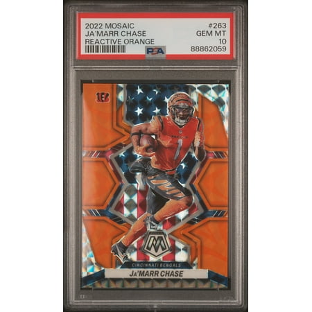 Ja'Marr Chase 2022 Panini Mosaic Reactive Orange Cincinnati Bengals Football Card #263 Graded PSA 10 Cert #88862059