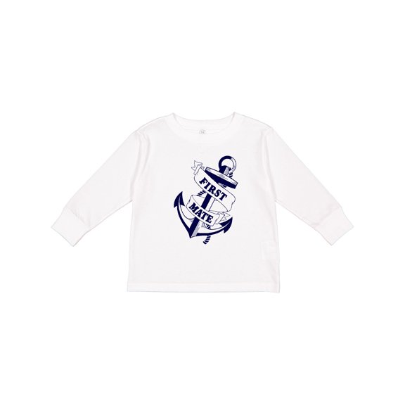 Inktastic First Mate with Anchor and Banner Boys or Girls Long Sleeve Toddler T-Shirt