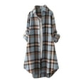 thumbnail image 2 of Fall New Trendy 2024!Brilliant Long Sleeve Shirts for Women Plus Size Women's Medium Length Loose Tops Long Sleeved Plaid Shirt Jacket Blue XL, 2 of 9