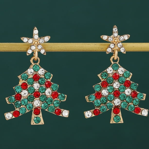 Adornos navideños, regalos navideños, pendientes de árbol de Navidad, pendientes navideños, regalos navideños para novias, pendientes de aleación para la familia.