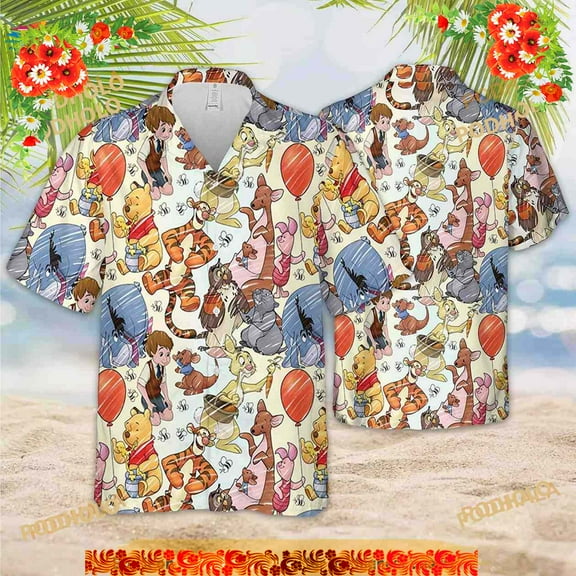Pooh And Friends Hawaii Shirt, Gift Beach Shirt, Pooh Hawaiian Shirt
