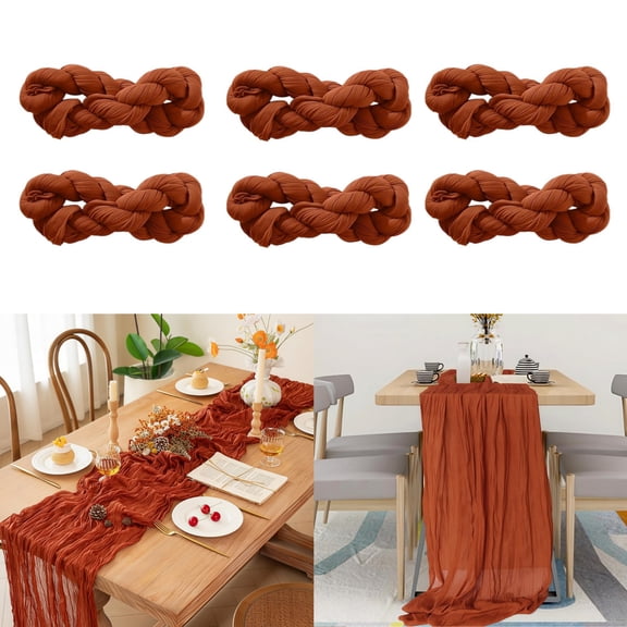 Qianfeng 6 Pack Cheesecloth Table Runner 35"×118", Wedding Baby Shower Decorations Boho Gauze