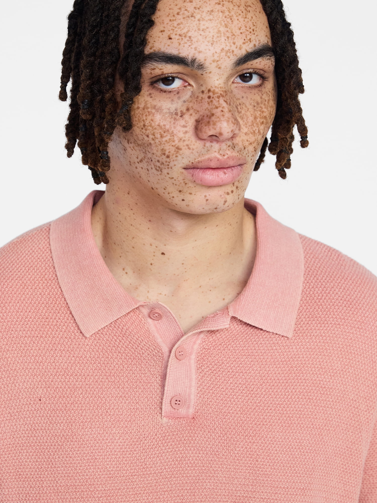 No Boundaries Mesh Polo Sweater with Short Sleeves, Men's XS-3XL